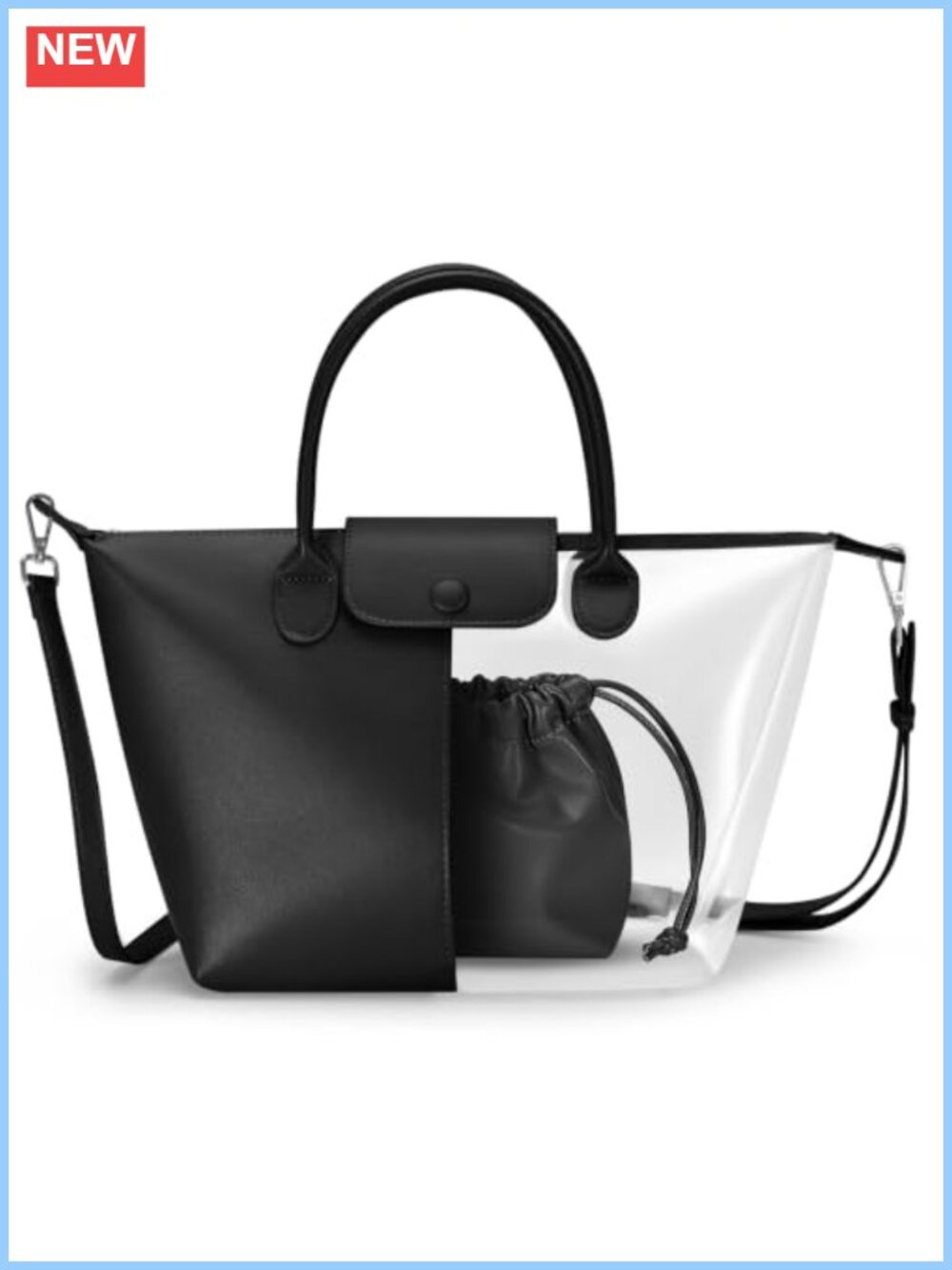 Women's Convertible Tote Crossbody Shoulder Bag with Zipper Adjustable Strap